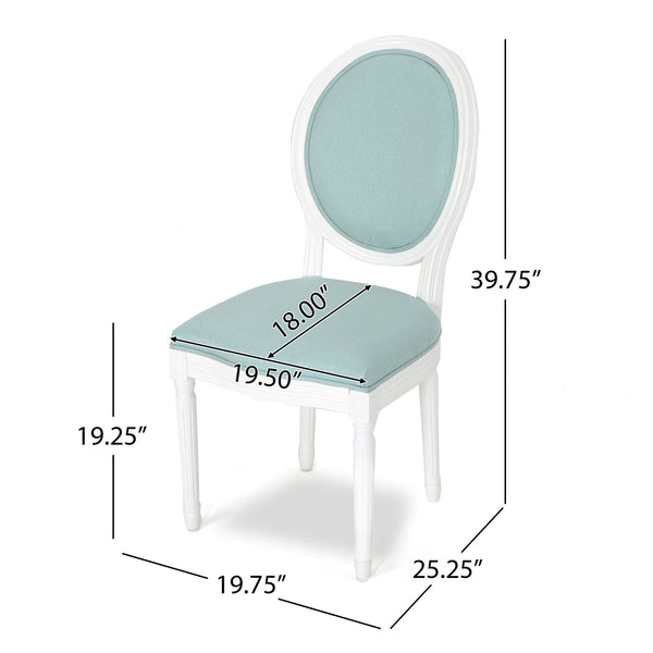 English Elm Christopher Knight Home® - Kd Dining Chair Set Of 2 - Elegant French Country Upholstered Chairs With Fluted Legs & Aqua Fabric 60352.00LBL