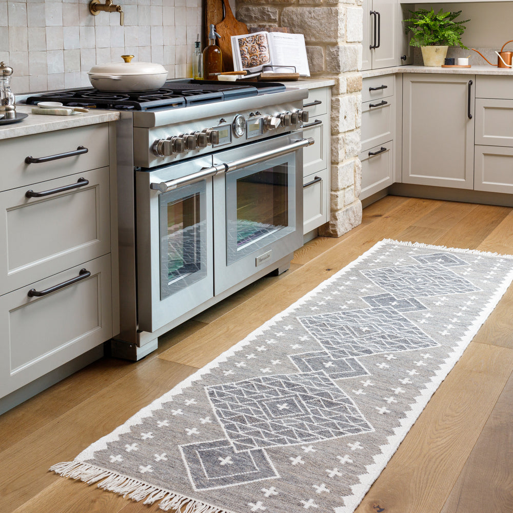 Bursa BUR-2301 2'6" x 8' Runner Handmade Rug BUR2301-268  Gray, Charcoal, Cream Surya