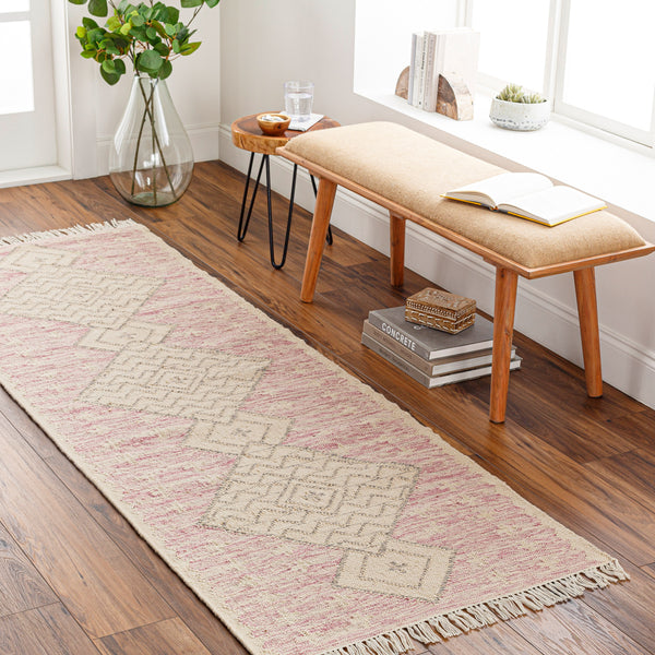 Bursa BUR-2303 2'6" x 8' Runner Handmade Rug BUR2303-268  Dusty Pink, Rose, Tan, Mauve Surya