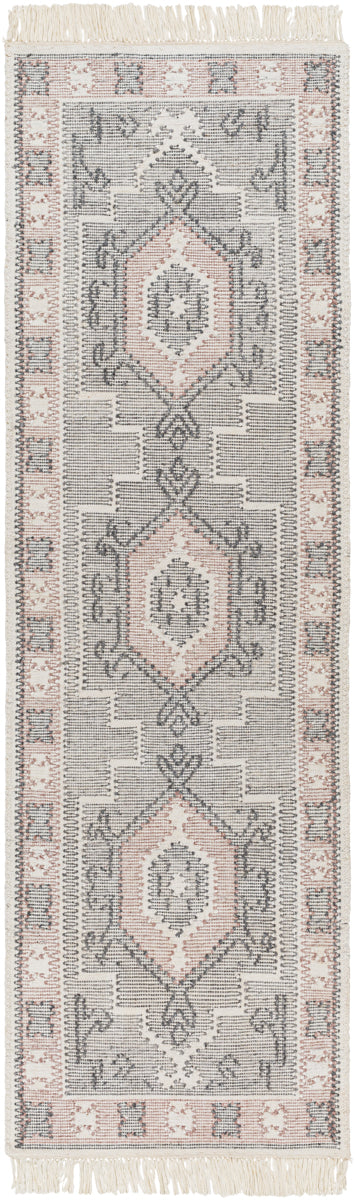 Bursa BUR-2304 2'6" x 8' Runner Handmade Rug BUR2304-268  Light Gray, Dusty Pink, Charcoal, Cream Surya