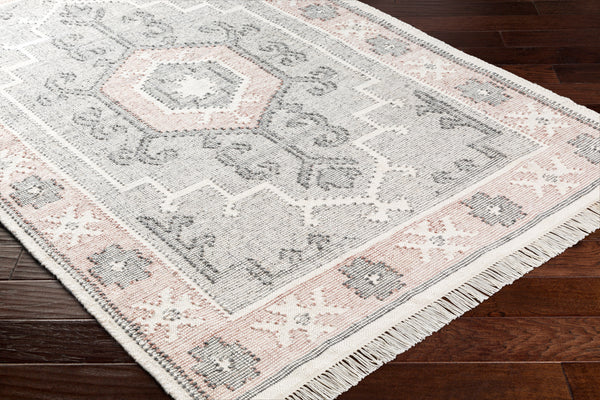Bursa BUR-2304 8'10" x 12' Handmade Rug BUR2304-81012  Light Gray, Dusty Pink, Charcoal, Cream Surya