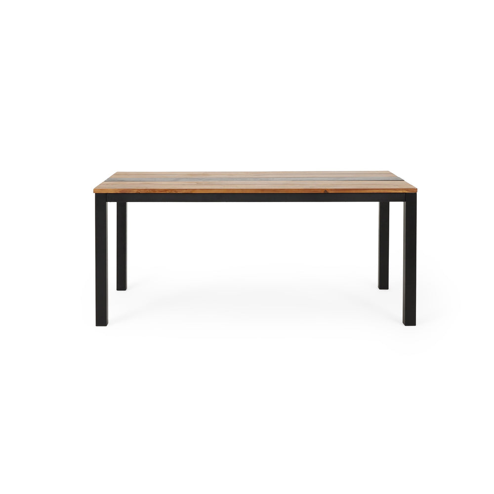 English Elm Lindsey Acacia Wood and Steel Dining Table Seats Six with Slatted Industrial Design 71985.00