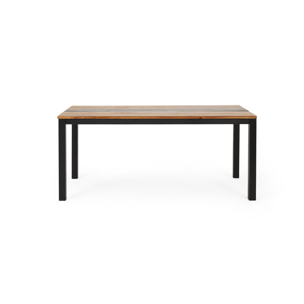 English Elm Lindsey Acacia Wood and Steel Dining Table Seats Six with Slatted Industrial Design 71985.00