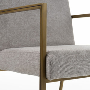 VIG Furniture Burnham Light Grey Upholstered Arm Dining Chair With Antique Brass Frame, Cushioned Support, 33" Tall VGGA-6960CH-1-WHT-B-DC