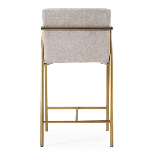VIG Furniture Burnham- Light Grey Fabric Counter Stool With Antique Brass Frame, Comfortable Foam Seat, 275 Lb Capacity VGGA-6960CH-C-CS