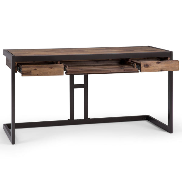 English Elm Erina Rustic Natural Aged Brown Desk – Handcrafted Acacia Wood With Industrial Metal Frame For Home Office B136P158622
