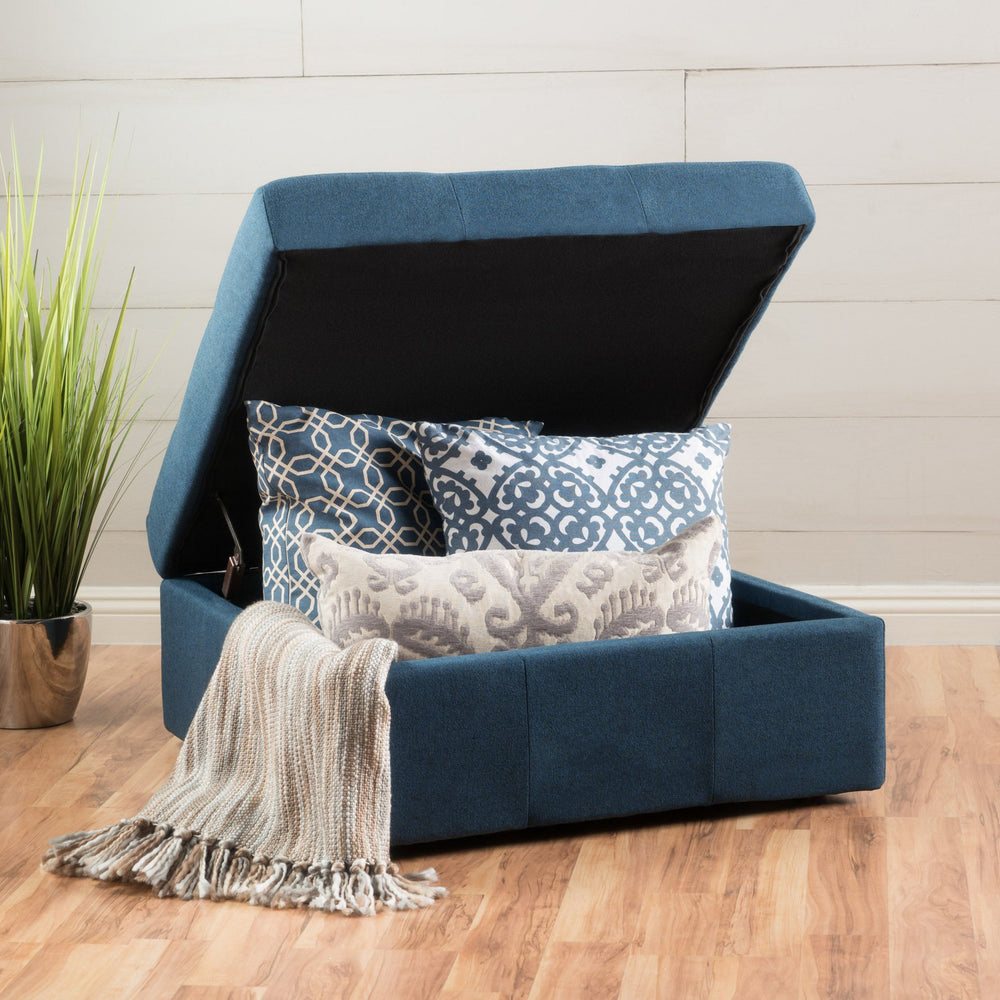English Elm Larkin Tufted Storage Ottoman with Rolling Casters for Modern Living Rooms 53068.00NBL