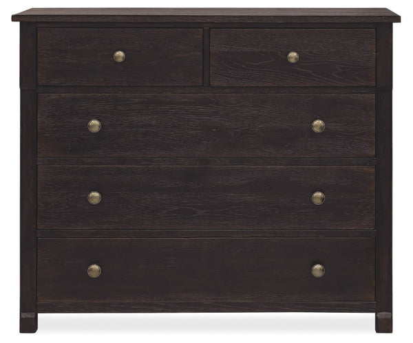 Hooker Furniture Driftwood Buckboard Five-Drawer Chest With Cedar Lined Bottom, Self-Closing Drawers & Knobs Blacks 6820-90011-99