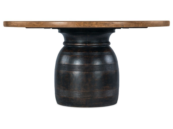 Hooker Furniture Big Sky Round Dining Table — 60" Rustic Hickory Top With Urn Pedestal, Distressed Vintage Natural Finish 6700-75203-97