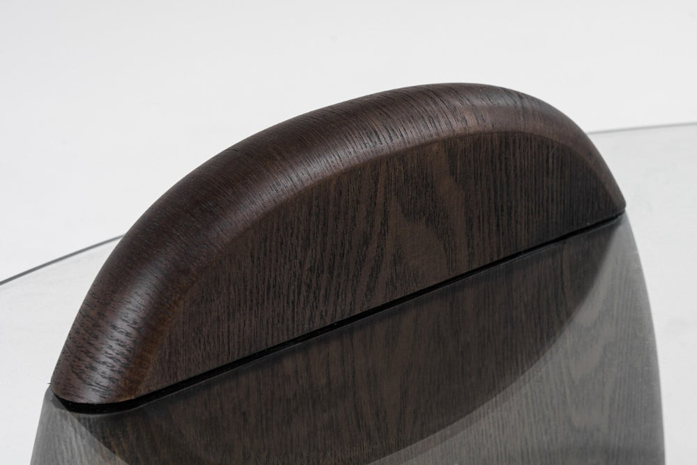VIG Furniture Buxton Round Mid-Century Coffee Table With Tempered Glass Top, Dark Walnut Veneer & Cross Legs VGOD-LZ-274C-COF