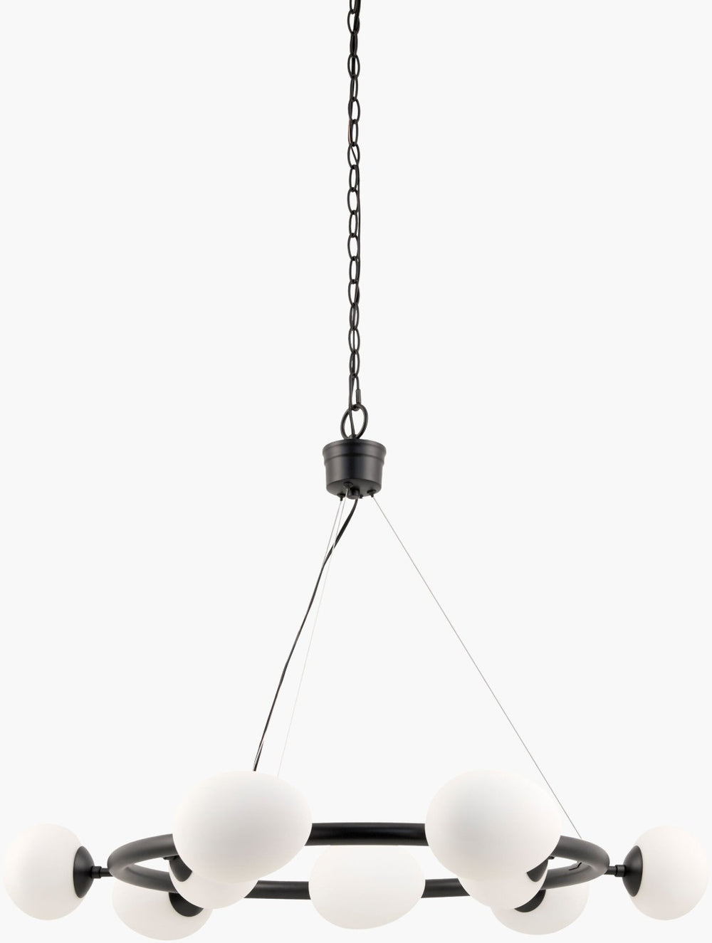 Surya Buyo Art Deco Iron Frame Chandelier with Glass Shades for Dining Room or Entryway BUY-001