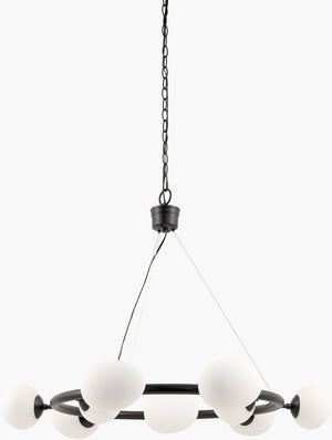 Surya Buyo Art Deco Iron Frame Chandelier with Glass Shades for Dining Room or Entryway BUY-001