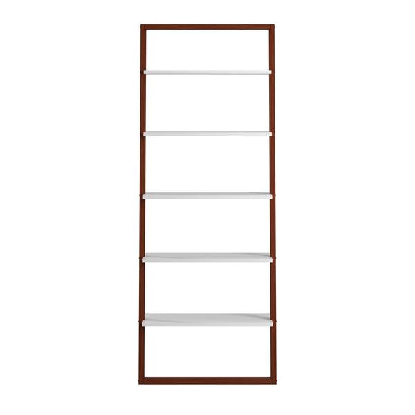 Homelegance By Top-Line Haddon Two-Tone Leaning Ladder Bookcase Brown Wood