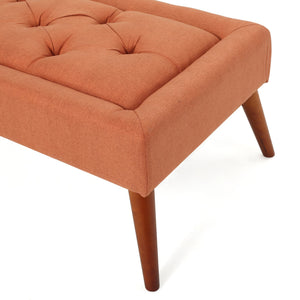 English Elm Christopher Knight Home® - Ottoman 50" Orange Button-Tufted Upholstered Bench with Storage, Birch Legs, Modern Accent Seat 59075.00ORG