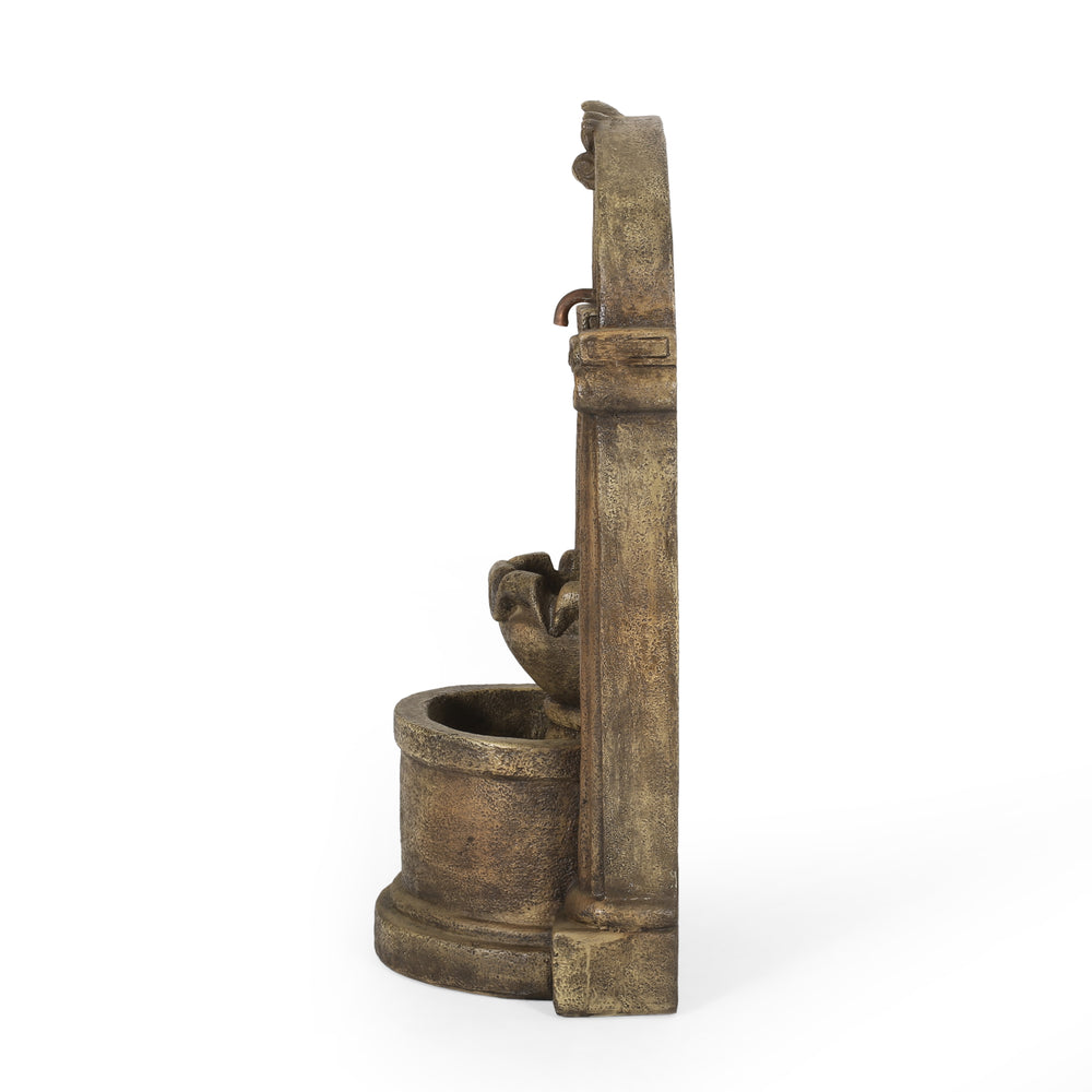 English Elm Christopher Knight Home® - 35.25" Weather-Resistant Outdoor Floor Fountain with LED Underwater Lights, Polyresin Two-Tier Elegance 71768.00LBRN