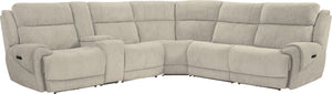 Parker House Parker Living Spencer - Tide Pebble 6 Piece Modular Power Reclining Sectional with Power Adjustable Headrests Tide Pebble 100% Polyester (W) MSPE-PACKA(H)-TPE