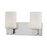 Verticale Vanity 2 lights w/lamp. White Opal glass / Chrome finish.