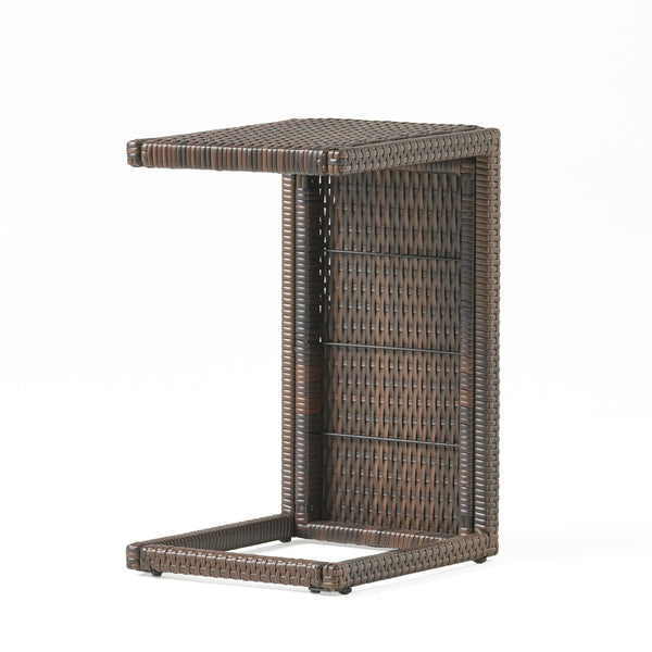 English Elm Christopher Knight Home® - BUCHAREST End Table — Weather-Resistant PE Rattan Side Table in Mixed Brown, U-Shaped Space-Saver (90) 57663.00