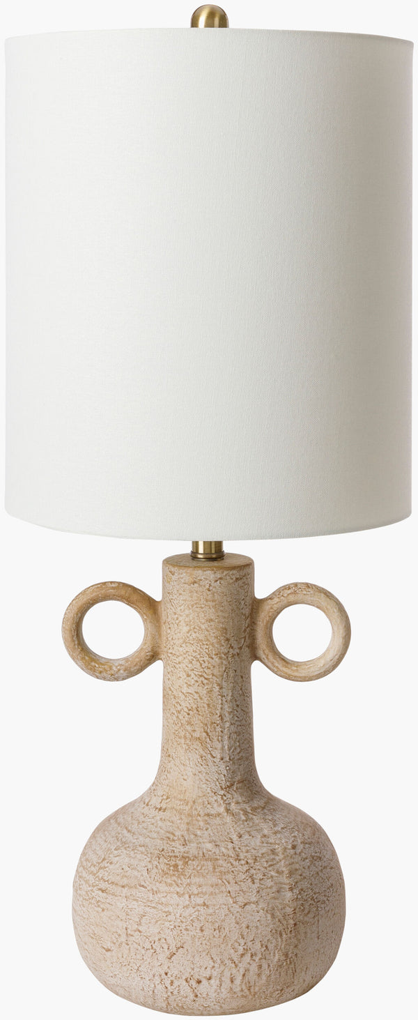 Surya Brava Elegant 32" Ceramic Accent Table Lamp With White Linen Shade For Timeless Home Decor Style Body, Beige,Shade, White,Finial, Metallic ,Brass,Harp, Metallic ,Nickel,Cord, Black Ceramic,Linen,Polyester,Iron Bva-002