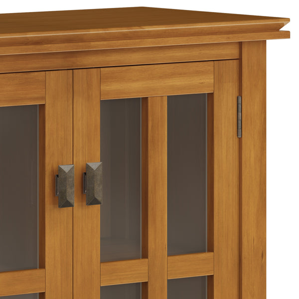 English Elm Artisan Low Storage Cabinet - Honey Brown Wood With Adjustable Shelves For Stylish Organization B136P158395