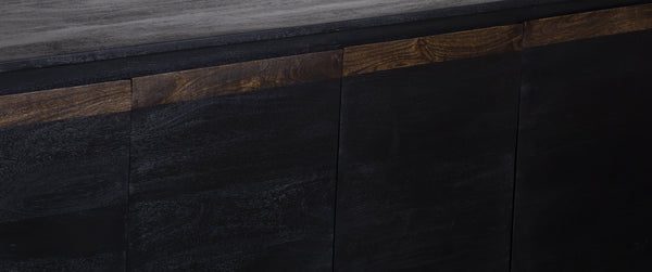 Porter Designs Porter Udo Solid Acacia Wood Sideboard With Dramatic Two-tone Finish In Black And Brown Tones Black Wood 07-108-06-8791