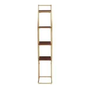 Homelegance By Top-Line Fonsie Natural Finish Gold Metal Half Moon Bookcase Gold Metal