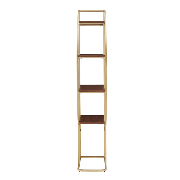 Homelegance By Top-Line Fonsie Natural Finish Gold Metal Half Moon Bookcase Gold Metal