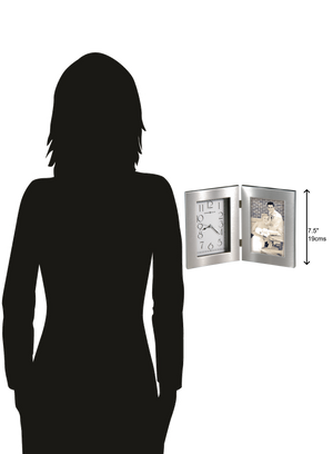 Hekman Furniture 645677 Stylish Metal Tabletop Clock With Picture Frame – Classic Design & Quartz Movement For Home Decor  Lewiston Tabletop Clock 645677