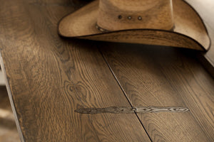 Hooker Furniture Bluewind Rustic Flip-Top Console Table With Distressed Saddle Brown Finish, Drawers & Pewter Hardware 5960-85001-BRN