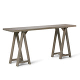 Serenique Wide Solid Wood Console Table with Sawhorse Supports