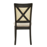 Homelegance By Top-Line Delroy Cane Accent X-Back Dining Chairs (Set of 2) Black Rubberwood