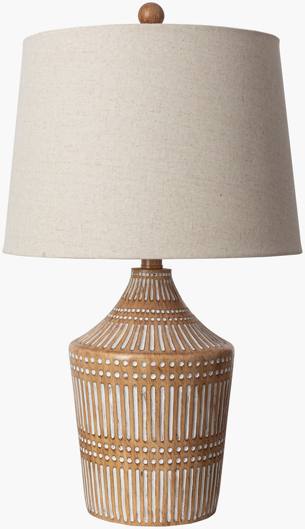 Surya Benvolio 24" Cream Linen Accent Table Lamp – Stylish Resin Body For Elegant Home Decor Touch Body, Tan,Shade, Cream,Finial, Tan,Harp, Metallic ,Nickel,Cord, Translucent Resin,Linen,Polyester,Plastic Bvo-001