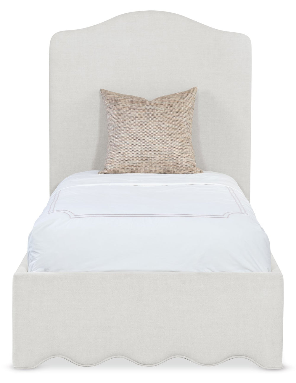 Hooker Furniture Commerce and Market Liv Twin Bed Linen Upholstered Scalloped Base Classic Frame 7228-90833-005-480