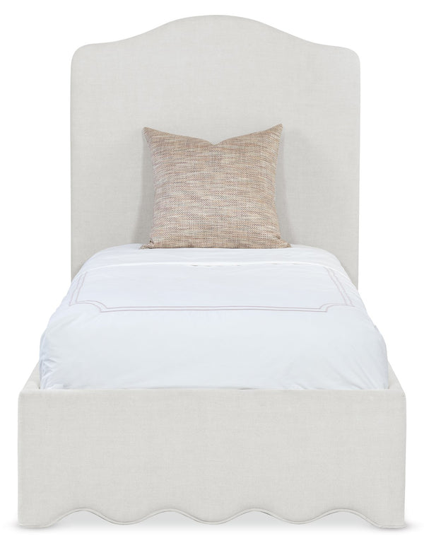Hooker Furniture Commerce and Market Liv Twin Bed Linen Upholstered Scalloped Base Classic Frame 7228-90833-005-480