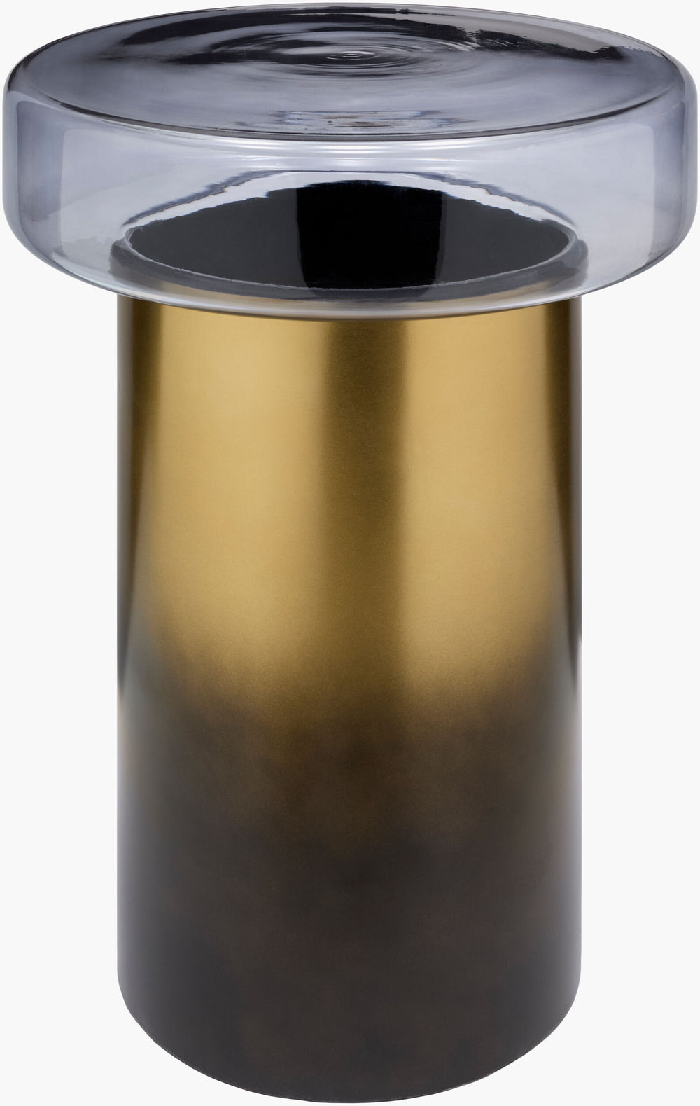 Surya Bolivar Minimalist Modern End Table With Glass Top & Industrial Metal Base - Stylish Home Decor Upgrade! Top, Blue,Base, Metallic ,Gold Glass,Iron Bvr001-221616