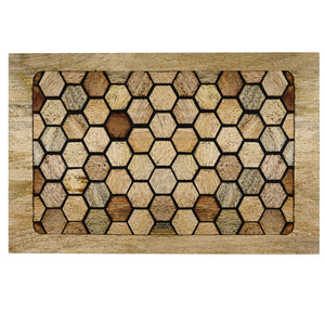 English Elm Davisville Handcrafted C Side Table in Natural Mango Wood with Geometric Resin Inlay & Black Metal Frame B136P158581