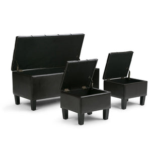 English Elm Dover 3 Piece Storage Ottoman Set In Tanners Brown - Stylish Seating & Hidden Storage Solution! B136P158206