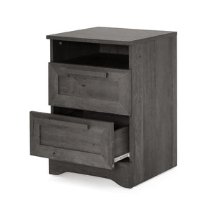 English Elm Christopher Knight Home® - DELANEY2-DRAWER Nightstand Rustic Faux Wood Nightstand with Two Drawers and Top Shelf for Storage Comfort Grey 71139.00