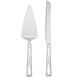 Lenox Adorn Cake Knife & Server Set Metallic, SLVR PLATE METAL 837359