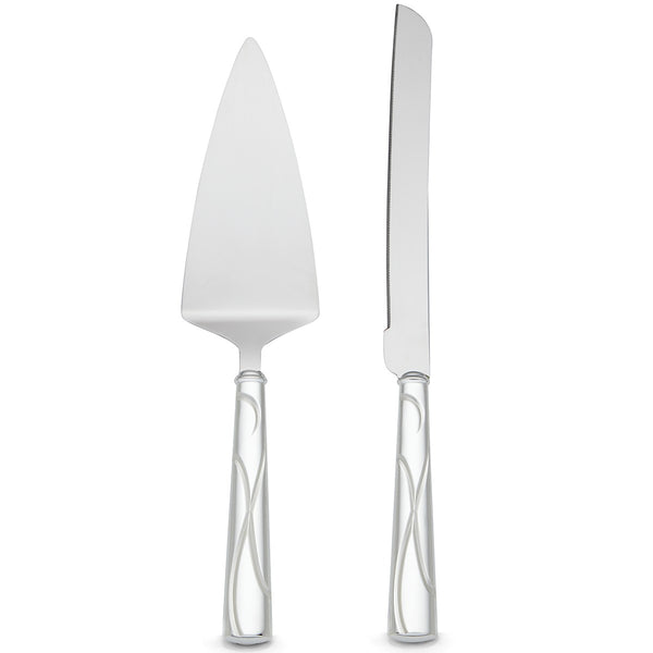 Lenox Adorn Cake Knife & Server Set Metallic, SLVR PLATE METAL 837359