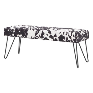 Homelegance By Top-Line Chayce Cowhide Print Metal Bench Black Fabric