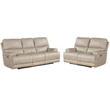 Parker House Whitman - Verona Linen - Powered By Freemotion Power Reclining Sofa And Loveseat Beige Top Grain Leather With Match (X) Mwhi-32ph-p25-vli