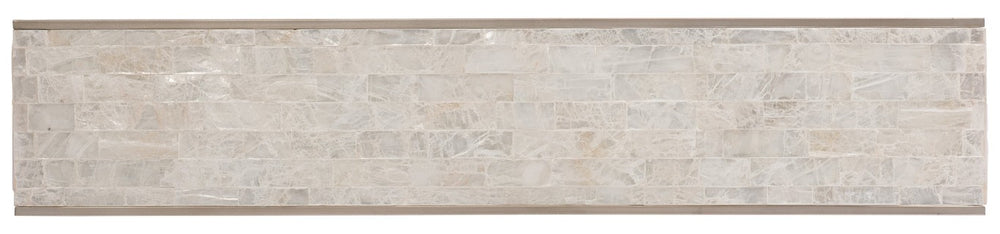 Hooker Furniture Melange Emma Console Table With Polished Selenite Top, Silver-Leaf Frame — Slim Modern Focal Piece 638-85302-MULTI