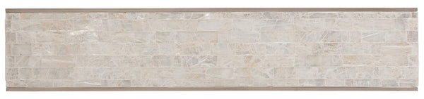 Hooker Furniture Melange Emma Console Table With Polished Selenite Top, Silver-Leaf Frame — Slim Modern Focal Piece 638-85302-MULTI