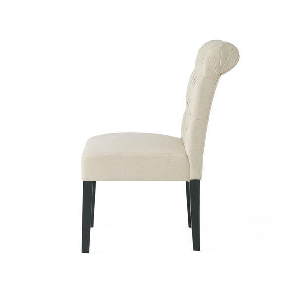 English Elm Christopher Knight Home® - BROXTON Plush Tufted Rolltop Dining Chair Set of 2 — Diamond Stitch, Tapered Wood Legs, Natural Finish 52454.00