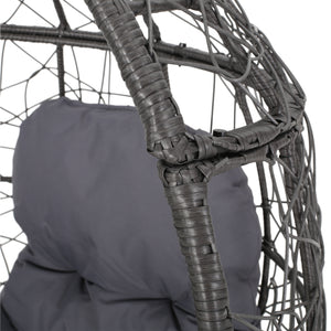 English Elm Christopher Knight Home® - GIANNI Teardrop Wicker Outdoor Chair with Water-Resistant Cushion, Handcrafted Faux Rattan Iron Frame Comfort Gray 65645.00GDGRY