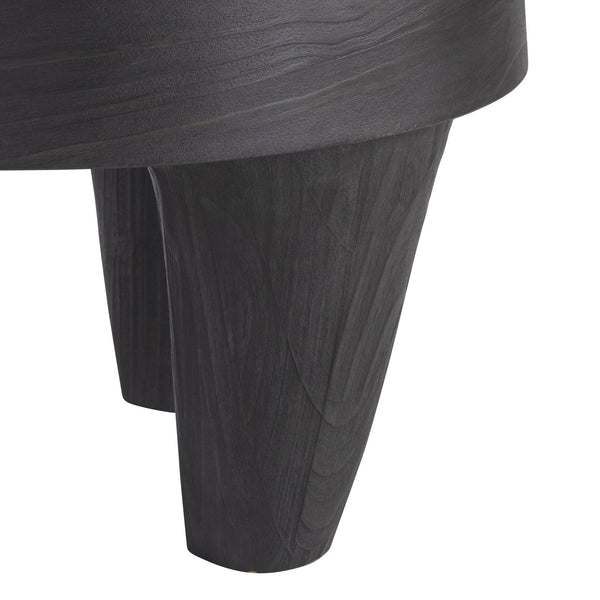 Bernhardt Bernhardt Katana Side Table Blackened Pine Finish — Sculptural Round Top, Angled Legs, Durable Grain 426125