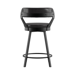 Homelegance By Top-Line Amir Faux Leather Metal Swivel 25" Counter Height Stools (Set of 2) Black Metal