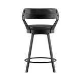 Homelegance By Top-Line Amir Faux Leather Metal Swivel 25" Counter Height Stools (Set of 2) Black Metal