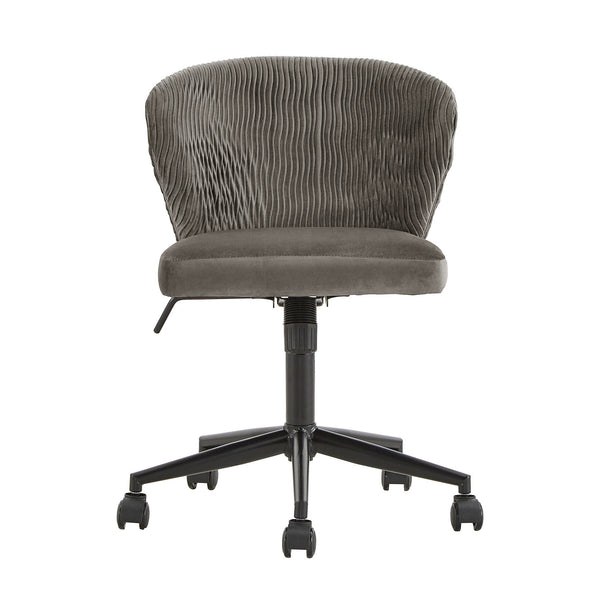 Homelegance By Top-Line Edoardo Curved Back Velvet Wave Pattern Office Chair Dark Grey Velvet